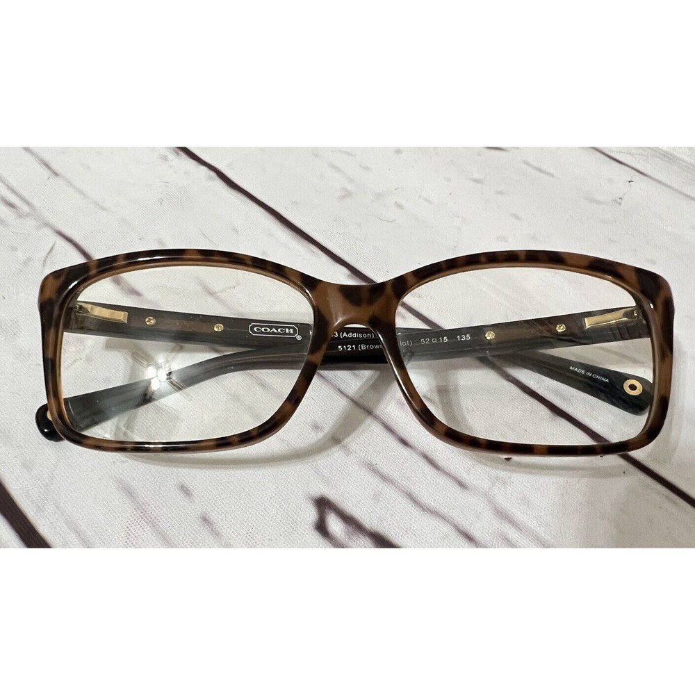 COACH NEW YORK “ADDISON” HC6043 5121 Brown Ocelot Eyeglasses Frame 52-15-135